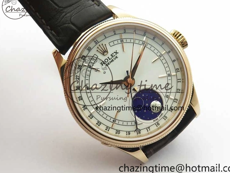 MiroTime 0320 Cellini 50535 Moonphase RG GMF Best Edition White Dial on Brown Leather Strap A Lightweight 2634